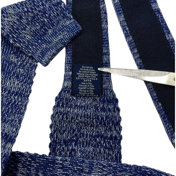 HACKETT Men's Cotton Linen Knit Necktie LUXURY Blue White Speckled W:2.2" EU - Picture 4 of 5